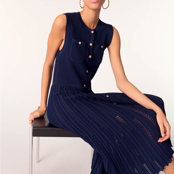 MAJE Elegant Navy Sleeveless Dress! LIKE NEW - Picture 4 of 6